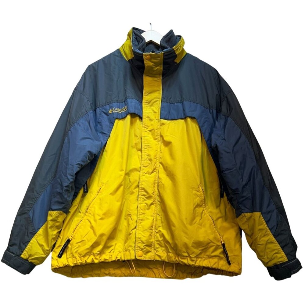 Columbia Mens Core Interchange Fleece Zip Up Jacket Sz XL Yellow Blue Vented